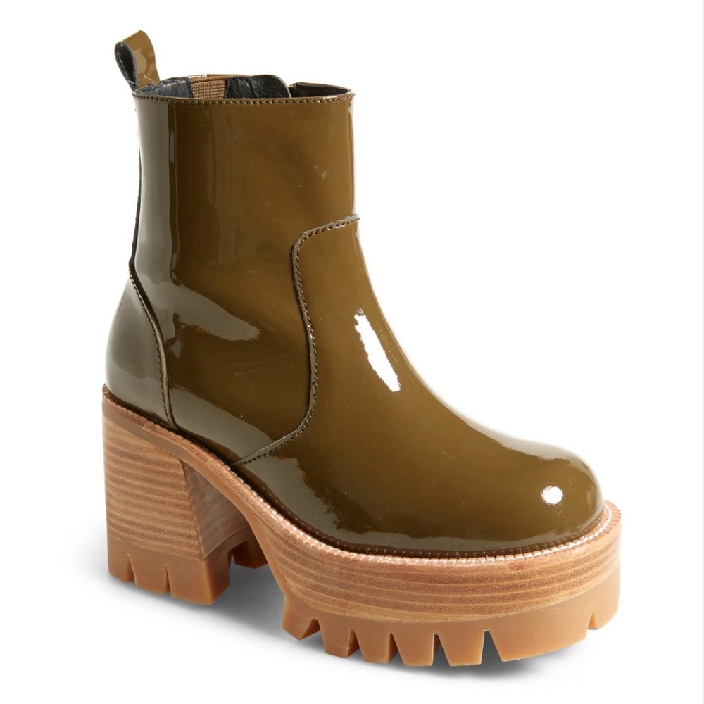 📦SOLD📦Jeffrey Campbell Glossy Green Heeled Boots size 7.5 Brand new!